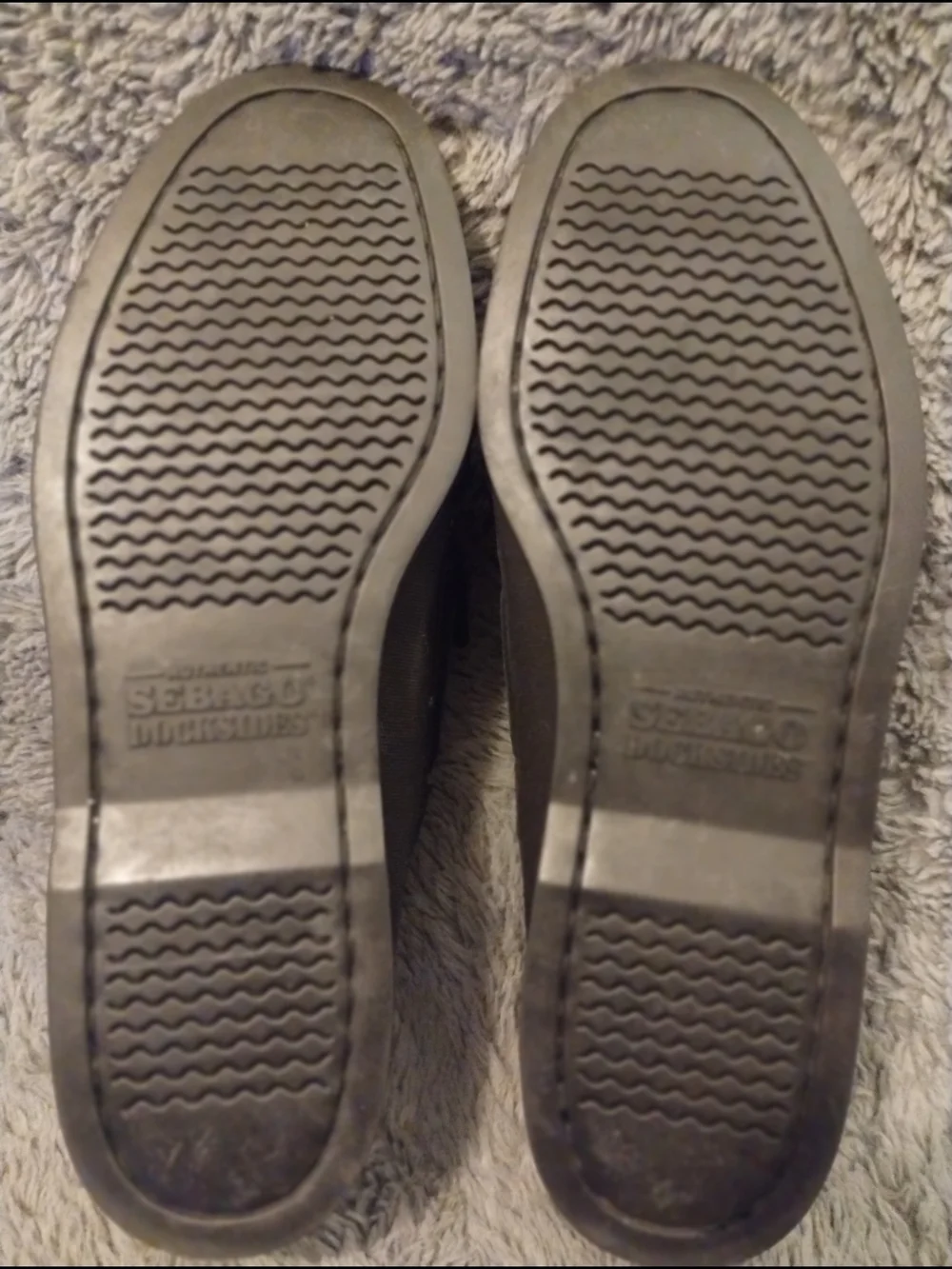 Sebago Black Boat Shoes with Tan Heel Patch
